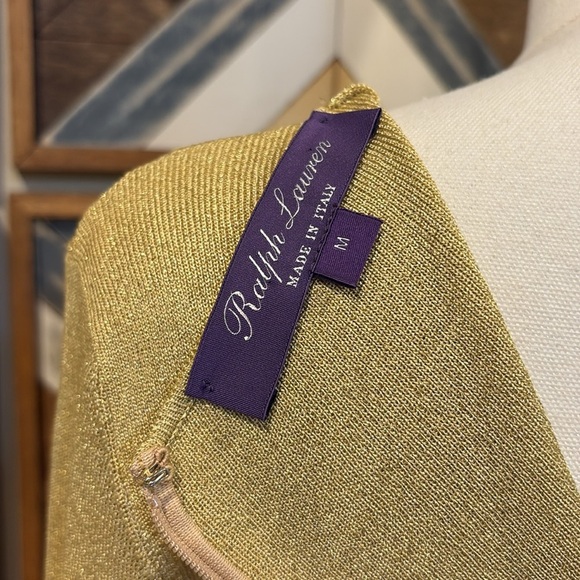 Ralph Lauren Collection Lurex Knit Pleated Midi Dress Metallic Gold Medium - Picture 10 of 15